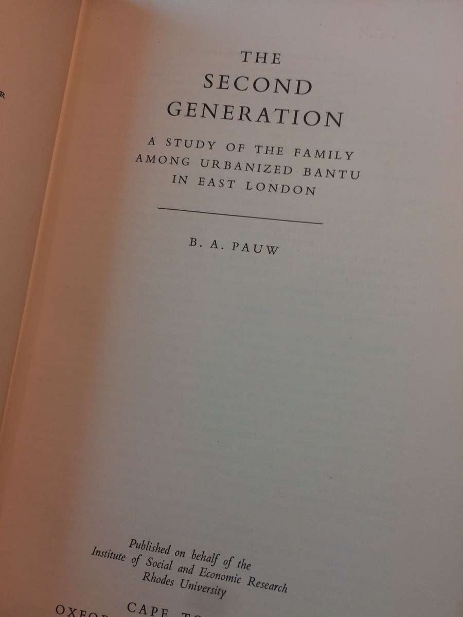 Xhosa in Town: The Second Generation - BA Pauw (1969 Hardcover)