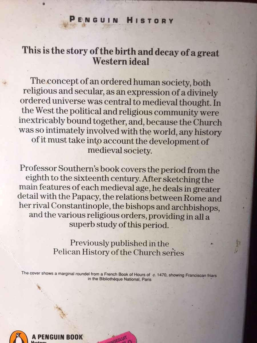 Western Society and the Church in the Middle Ages (The Penguin History of the Church) - RW Southern
