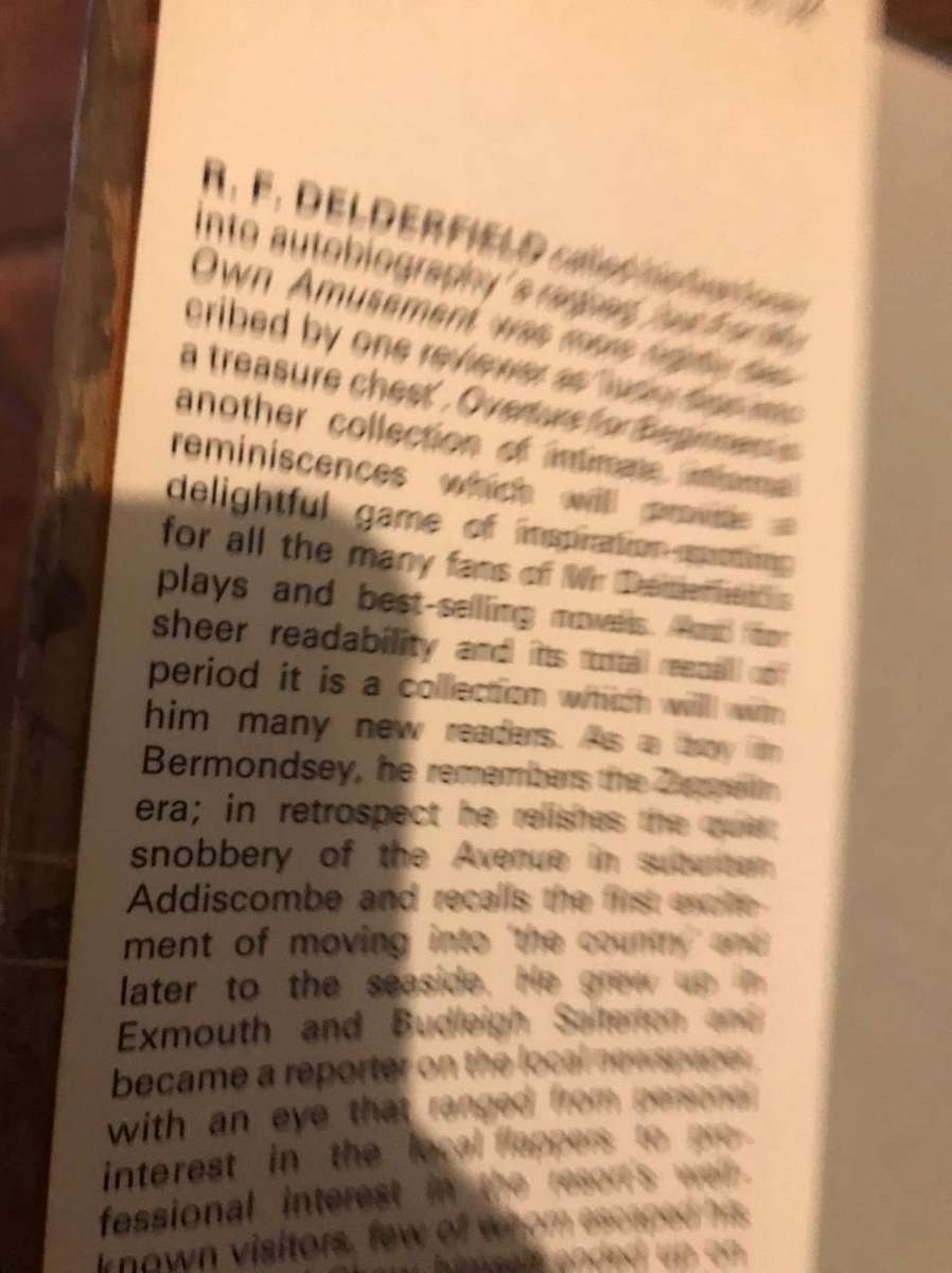 Overture for Beginners - RF Delderfield (1970 1st Edition Hardcover)