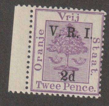 Orange Free State, British Occupation V.R.I. 2d ovp on 2d mauve 1900 Cat# SACC: 51, **
