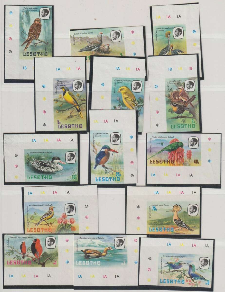 Lesotho 1981 Birds Cat# SG: 437/50, ** Corner plate number proofs. Set of 14 (ungummed)