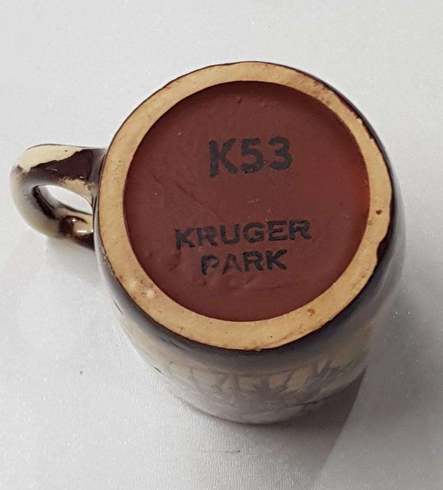 Vintage Kruger National Park souvenir toothpick holder/miniature beer mug.  Souvenir by Crescent War