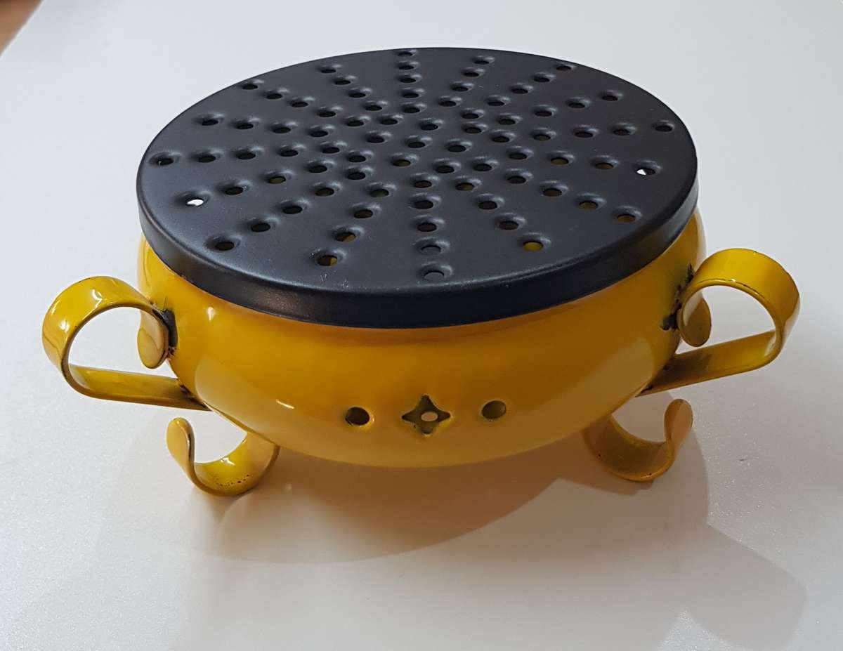 Vintage Enamel Tealight burner/warmer for tea or coffee pot.