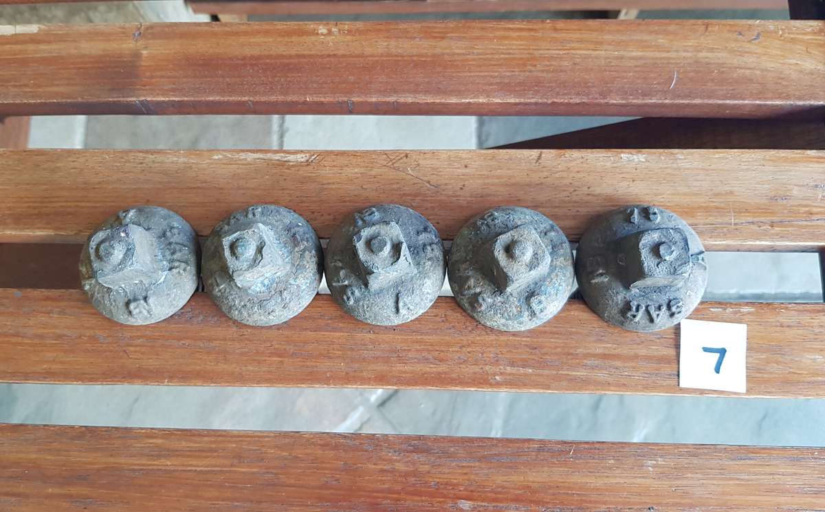 Vintage Railway Sleeper Bolts  Set of x 5 1975 SAR A & B Sleeper bolts. Marked SAR