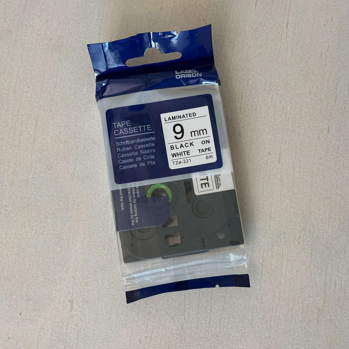 Label Tape For Brother P-Touch Cassette 9mm Black on White Orion