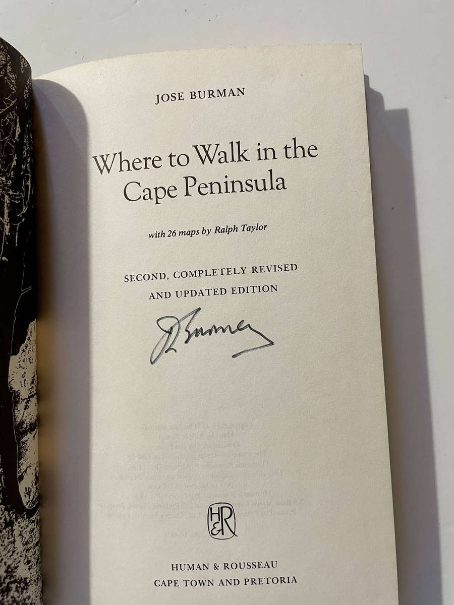 Where to Walk in the Cape Peninsula - Jose Burman - 1974 Revised and Updated edition, Signed