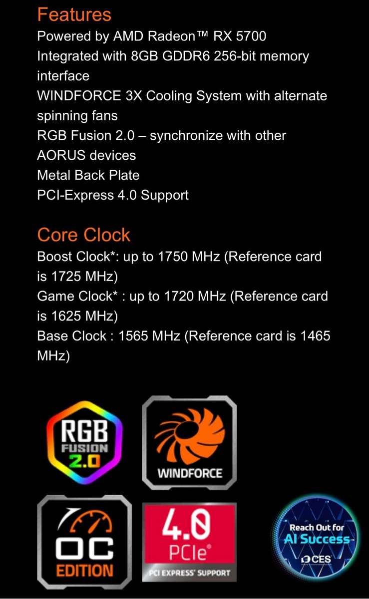 AMD Radeon RX5700 OC 8GB