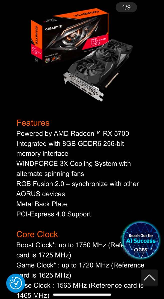 AMD Radeon RX5700 OC 8GB