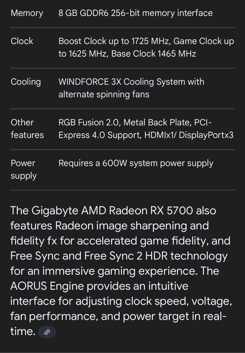 AMD Radeon RX5700 OC 8GB