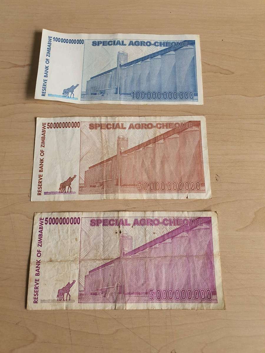 Zimbabwe Dollars 3x notes as per Photos.