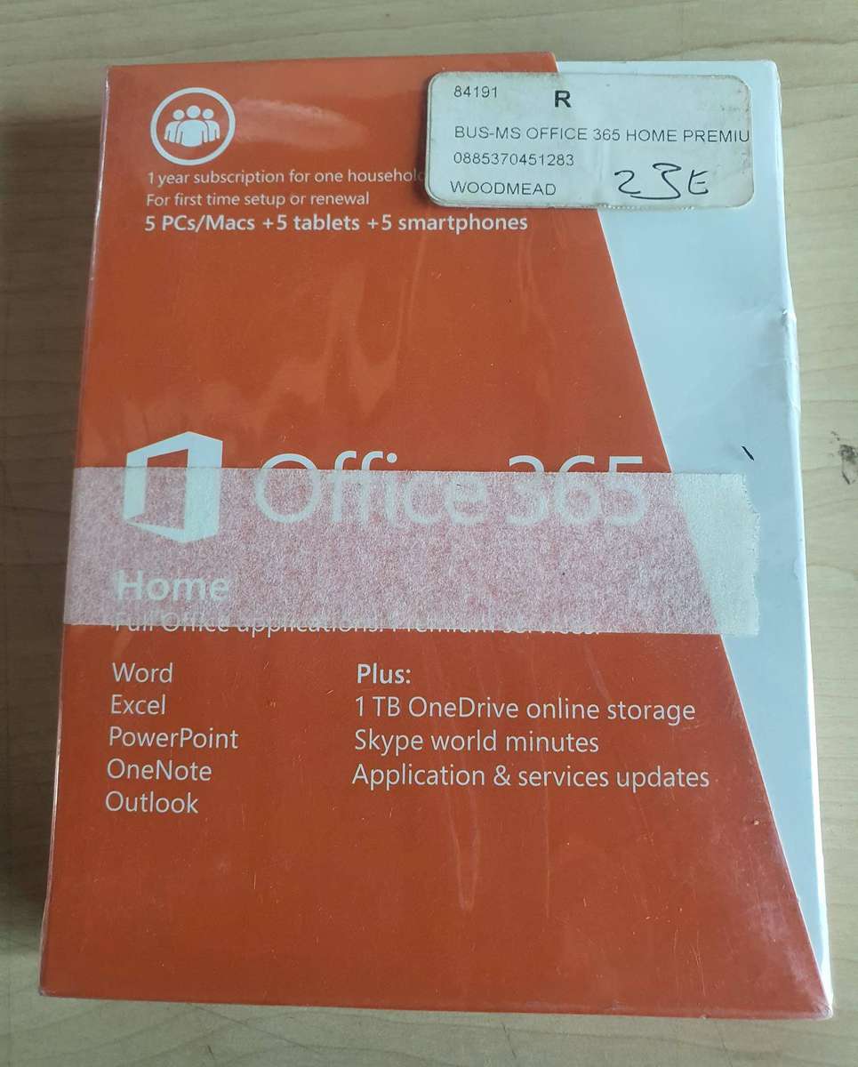 Microsoft Office 365 Home premium 1 Year subscription sealed Box.