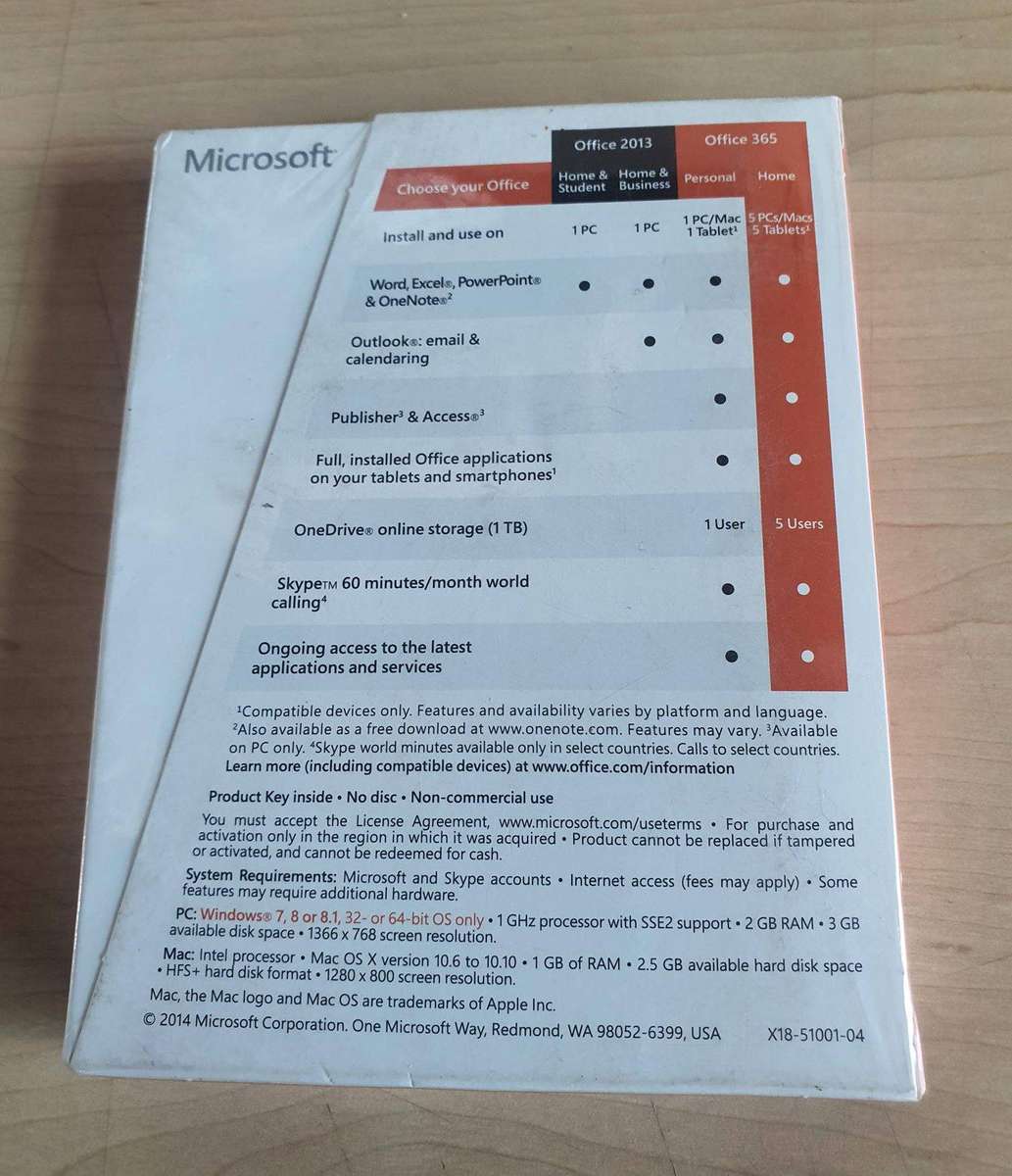 Microsoft Office 365 Home premium 1 Year subscription sealed Box.