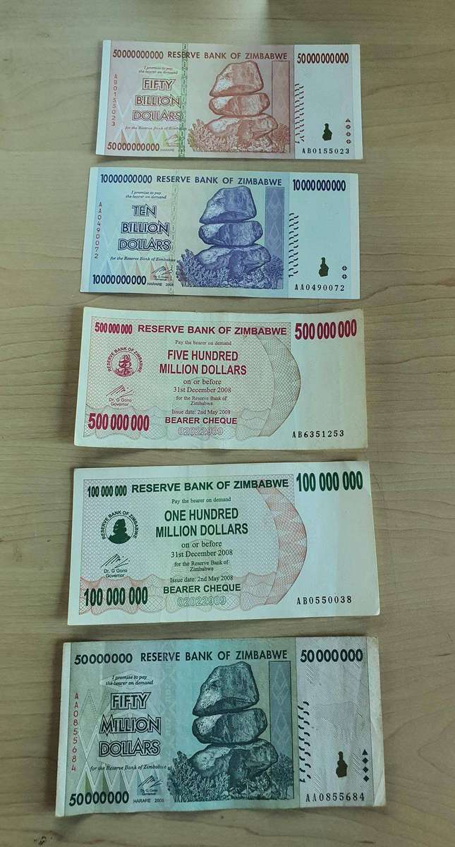 5 Zimbabwe Dollars as per Photos