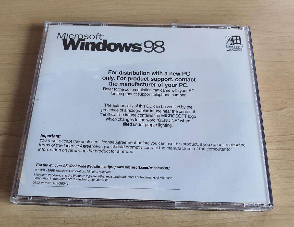 Windows 98 CD, "NO KEY" CD only.