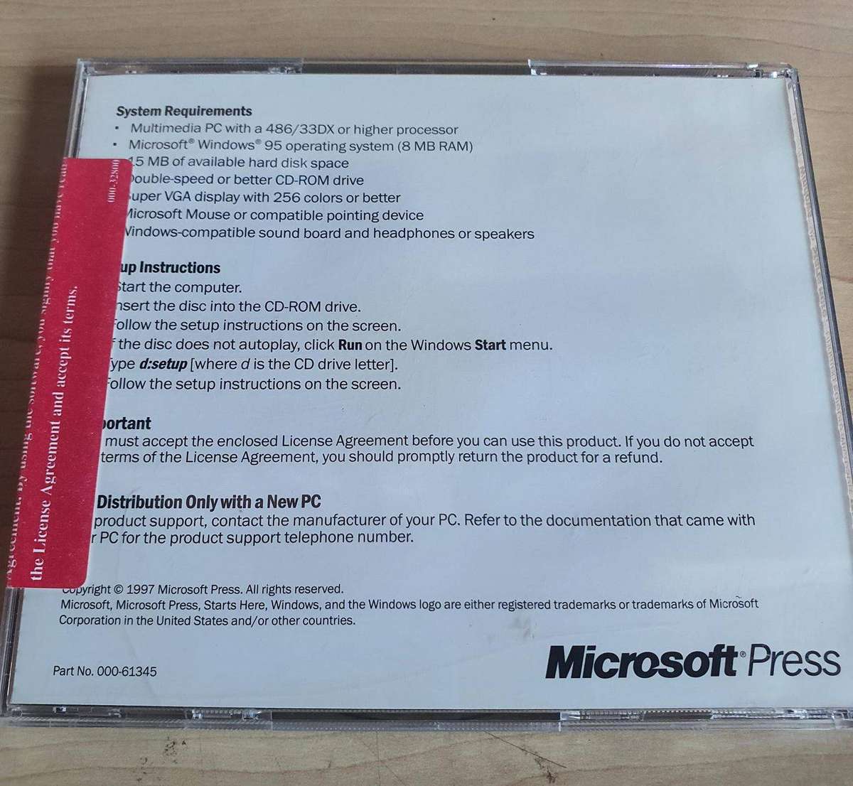 Microsoft Windows 95 Updated Edition CD Sealed.