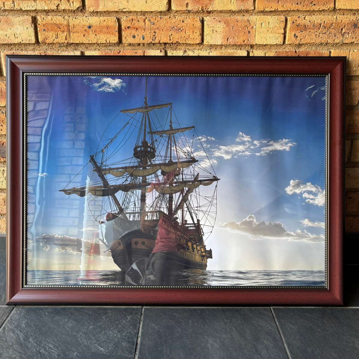 Majestic Tall Ship at Sea  Large Framed Print