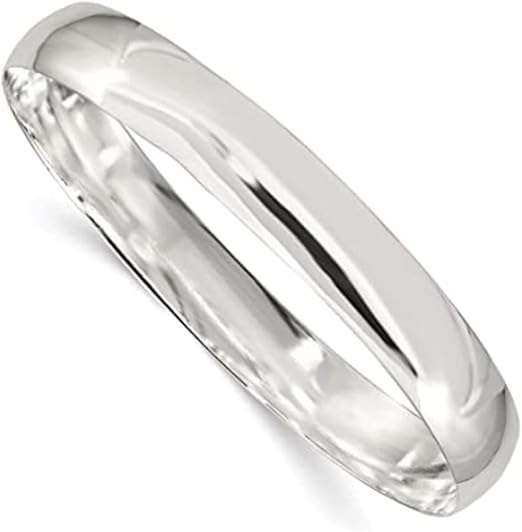 6mm wide 925 Genuine Sterling Silver half round Bangle
