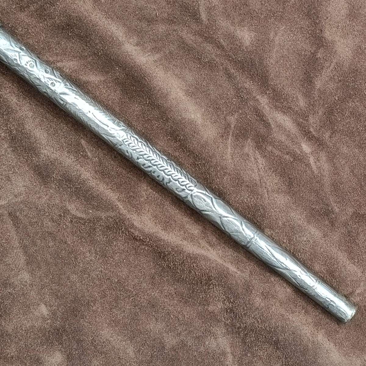 Vintage Islamic all-metal walking stick cane with duck handle