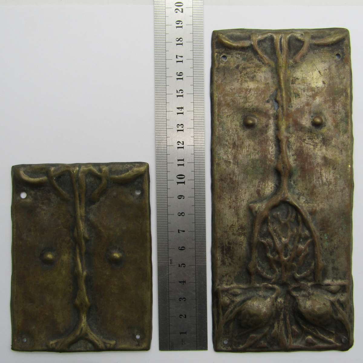 Set of Victorian brass door plates