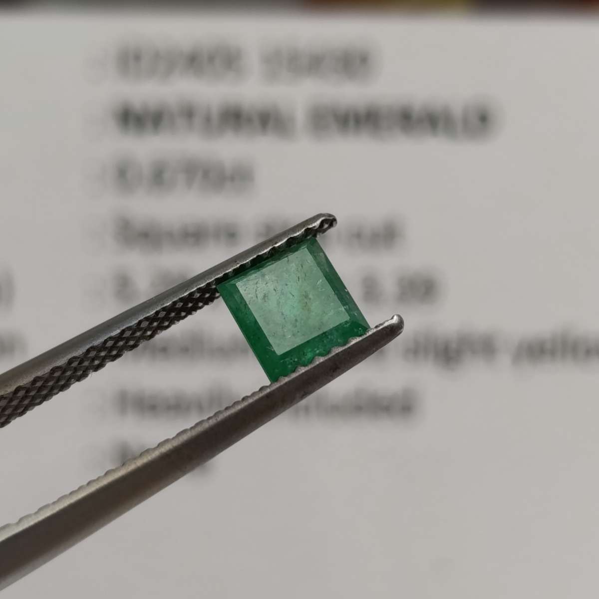 Natural Emerald of 0.67 carat - square step cut slight yellowish green with Gemlab certificate
