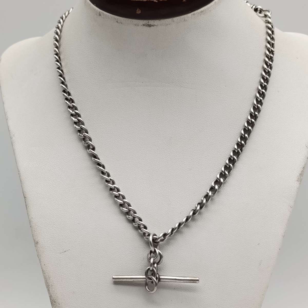 Antique Hallmarked sterling silver pocketwatch fob chain - weighs 30.2 grams