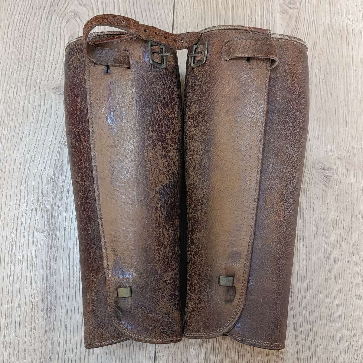 WW2 German brown Leather gaitors with 1940 German marking inside