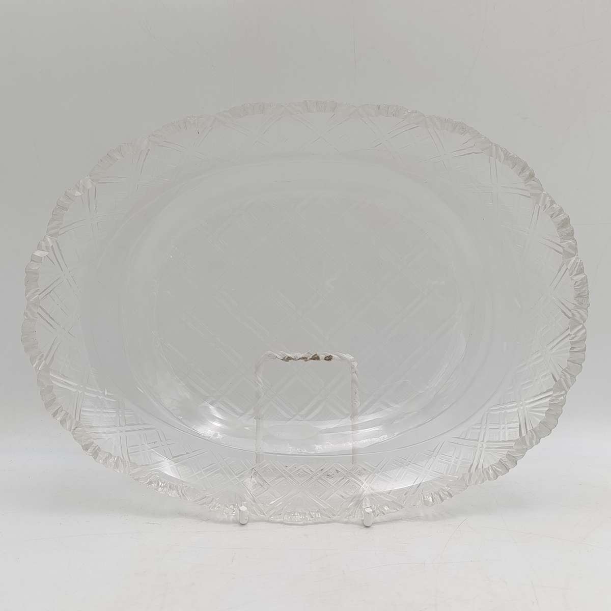 Pair of Vintage Crystal glassware oval platters - some small chips