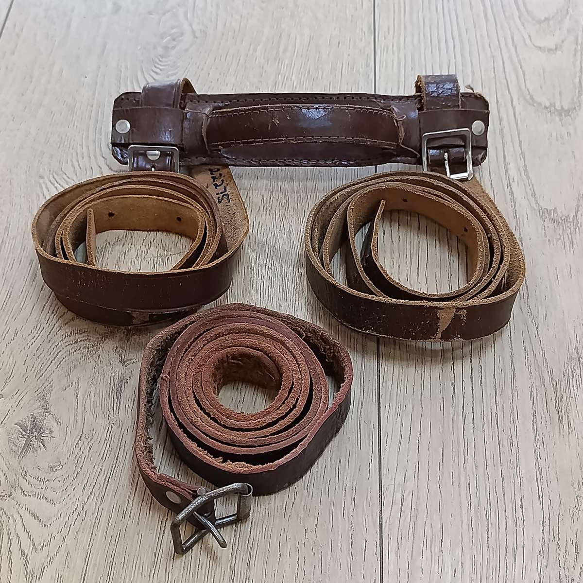 Vintage leather luggage straps