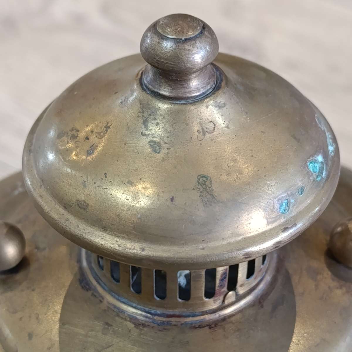 Vintage brass wall lantern with bevelled glass - no light fitting