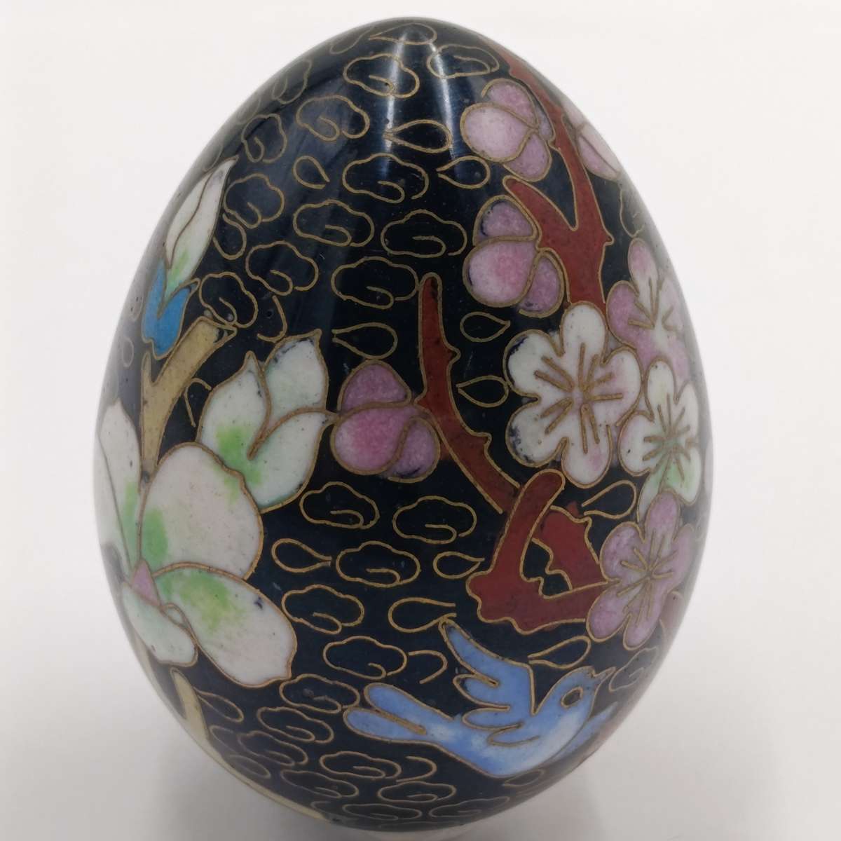 Vintage brass and enamel cloisonne egg