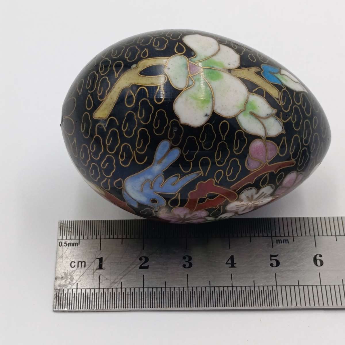 Vintage brass and enamel cloisonne egg