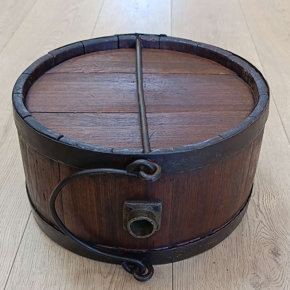 Antique Ox-wagon wooden water barrel - repaired