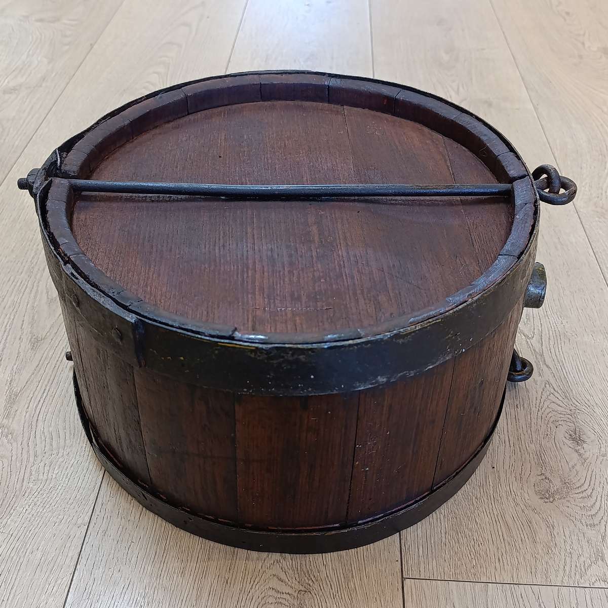Antique Ox-wagon wooden water barrel - repaired