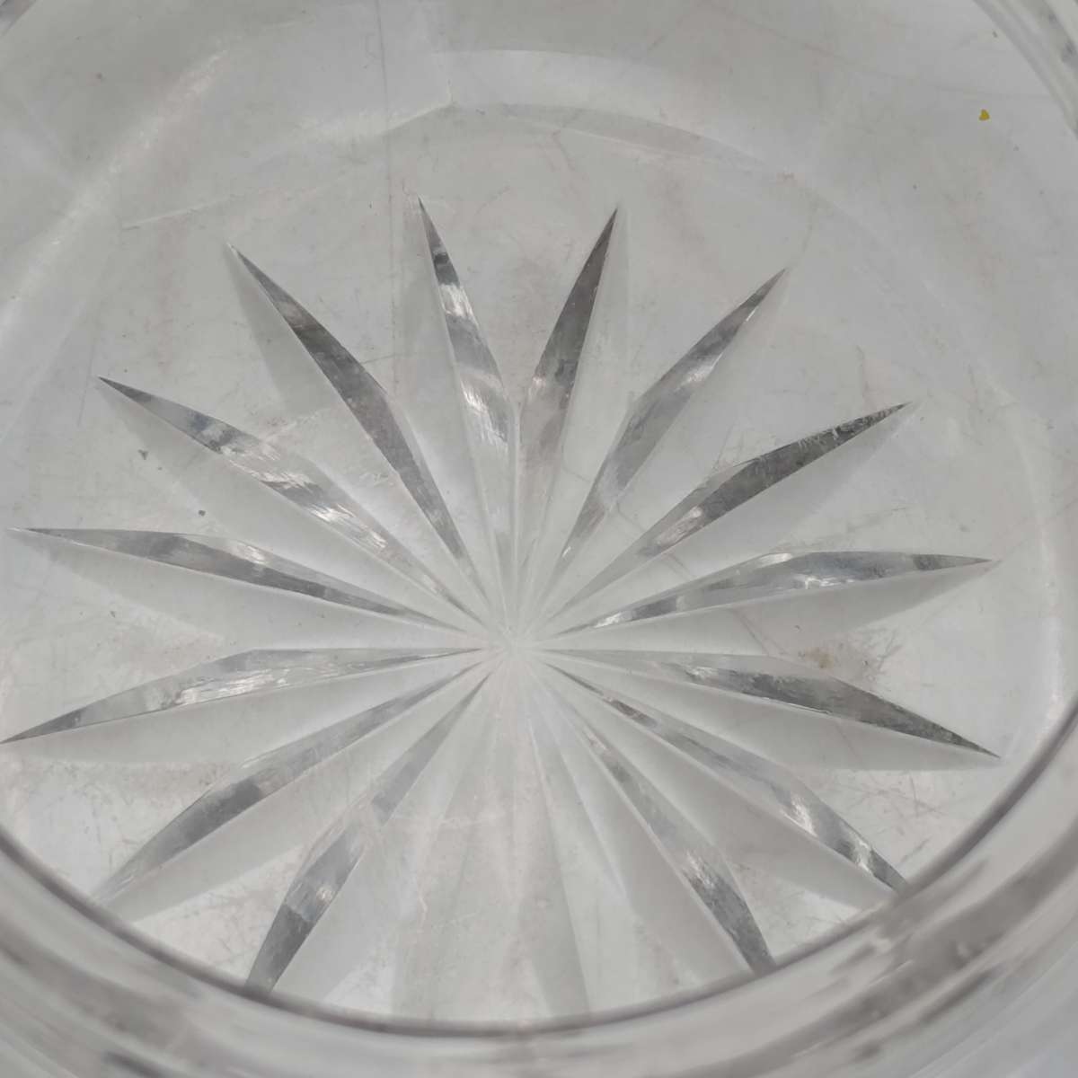 Vintage lead glass holder with silver lid - no hallmarks
