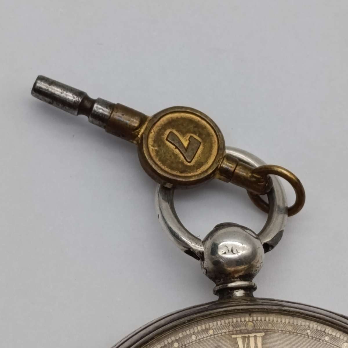 1860 Hallmarked sterling silver pocketwatch with key - runs and stops