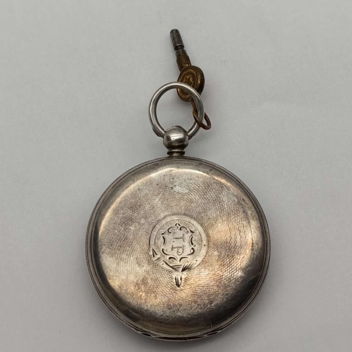 1860 Hallmarked sterling silver pocketwatch with key - runs and stops