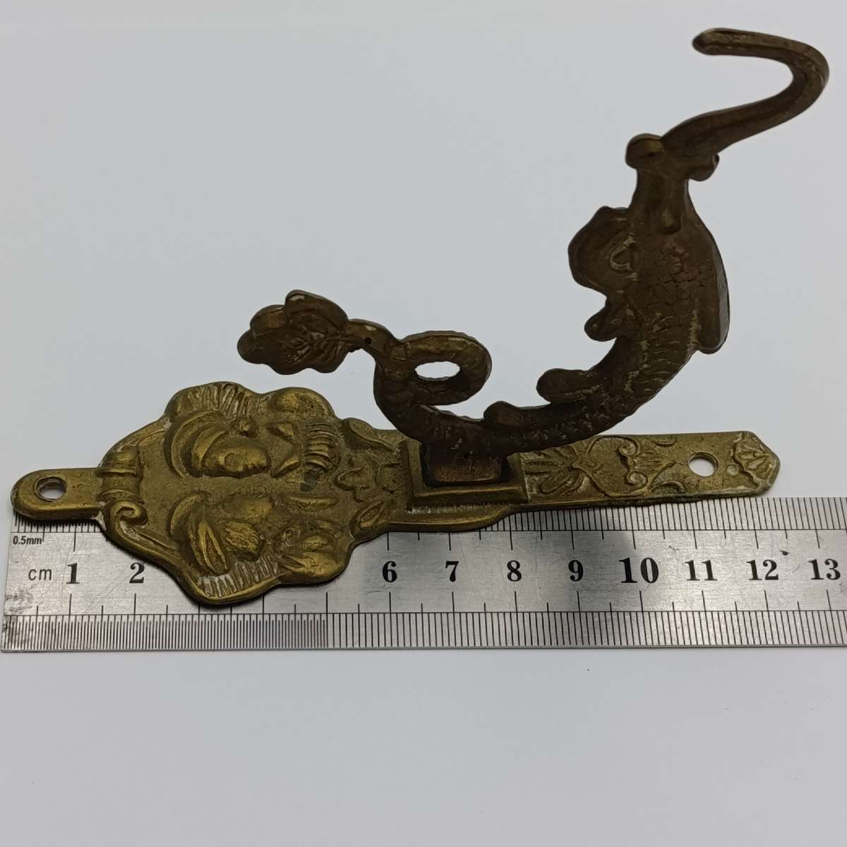 Vintage Chinese brass fish coat hook