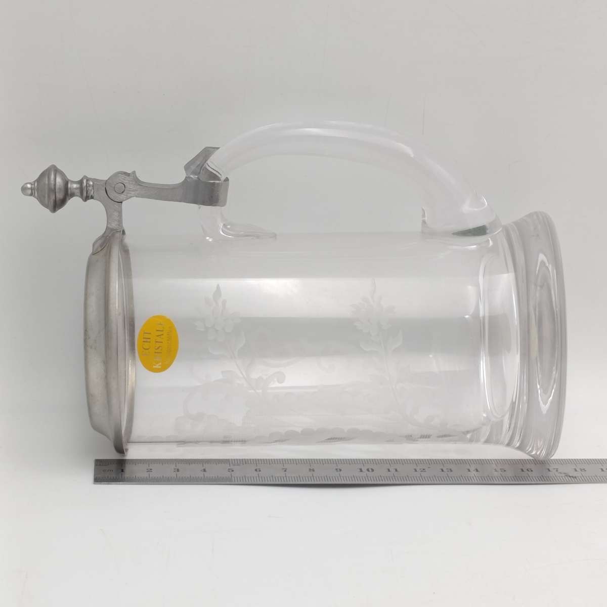 Vintage German Crystal beer Stein with tin lid