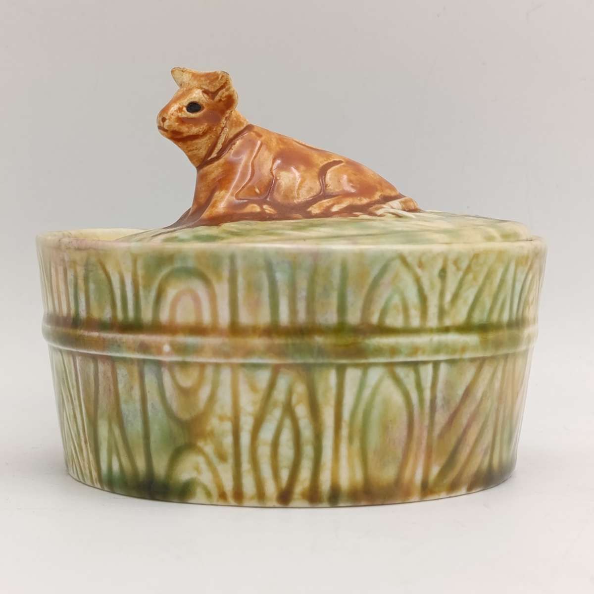 Vintage Royal Art pottery Longton bowl with cow lid