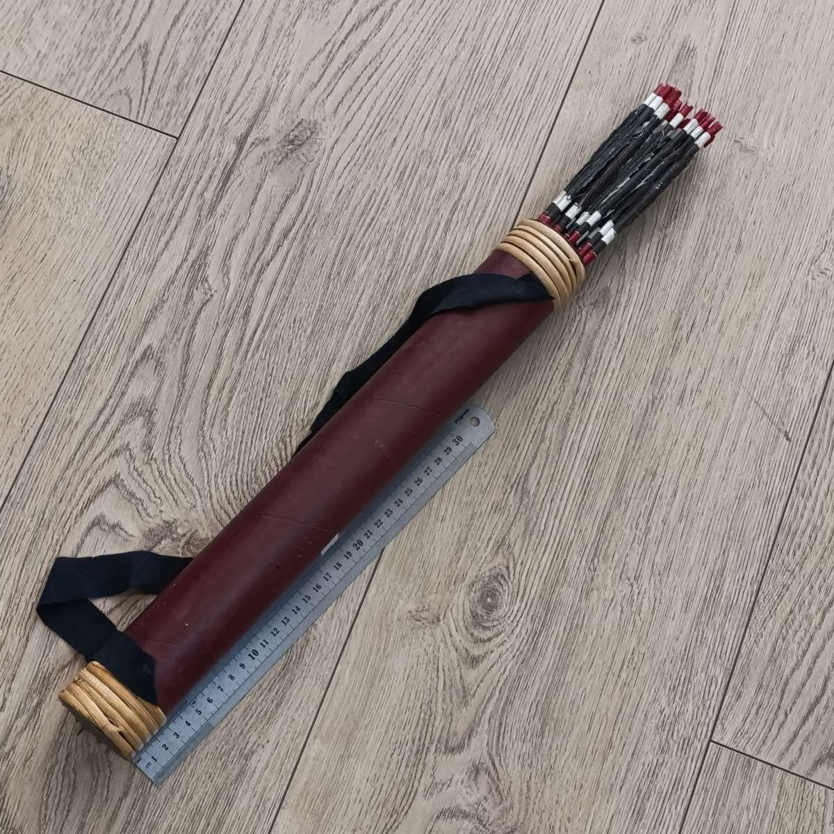 Handmade bow and arrows in quiver - possibly from Guinea