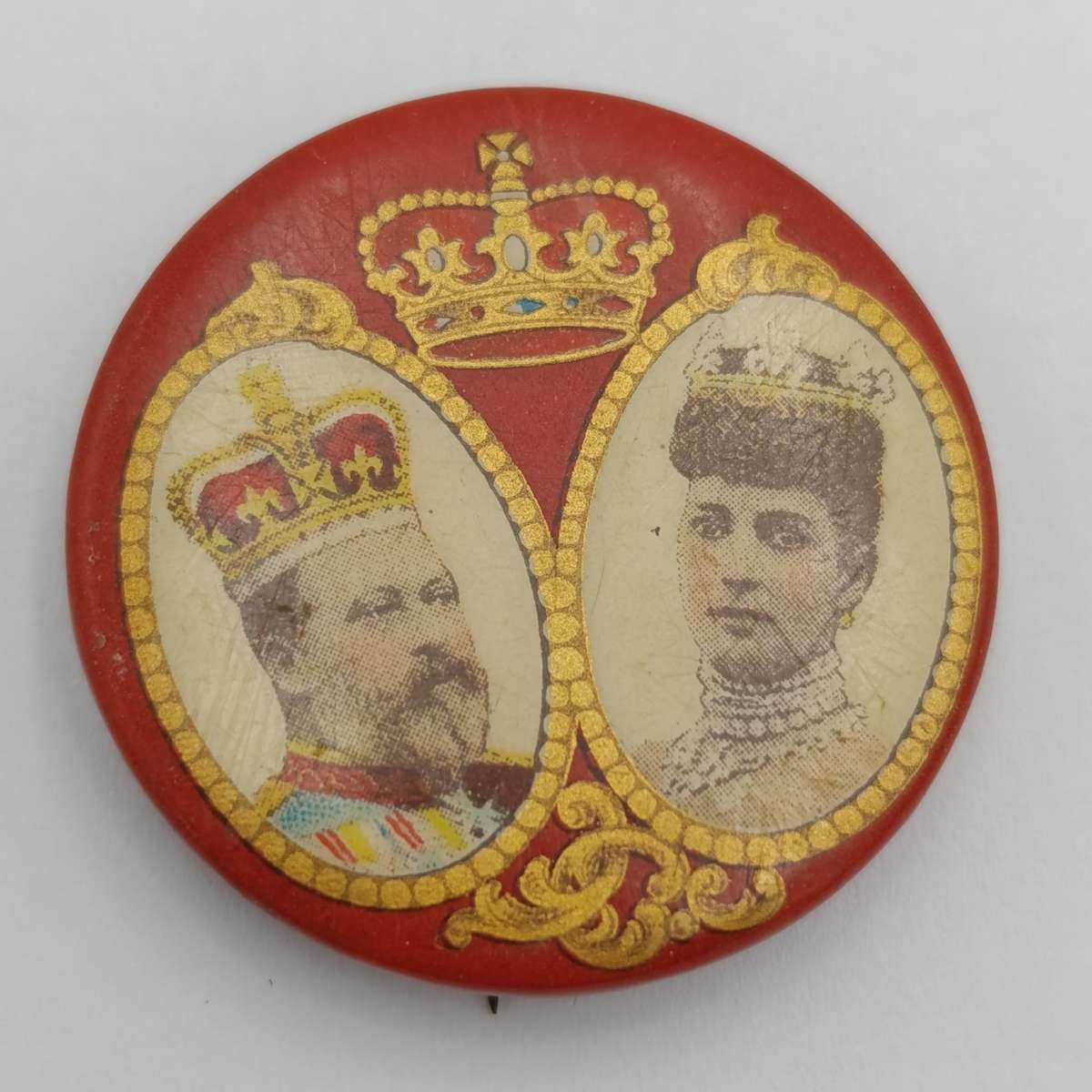 Antique King Edward VII coronation pin badge