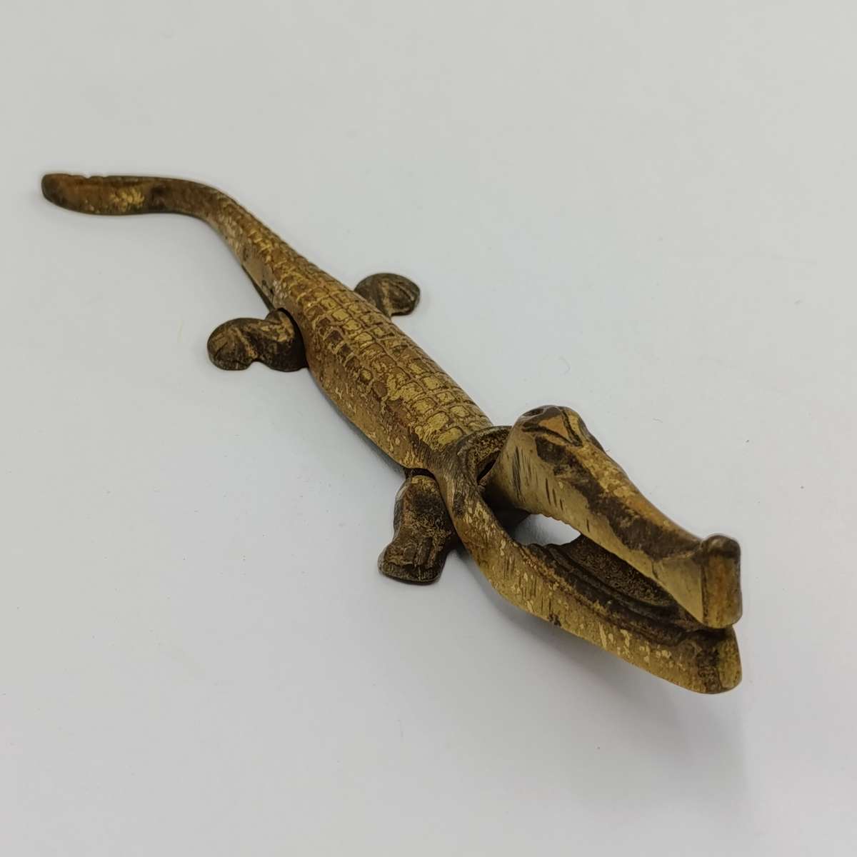 Vintage brass alligator nut cracker