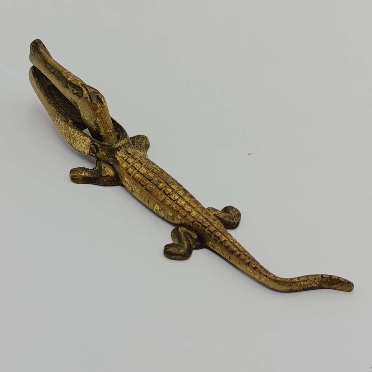 Vintage brass alligator nut cracker