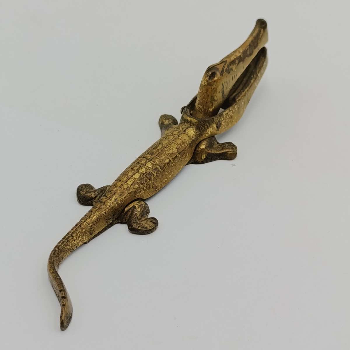 Vintage brass alligator nut cracker