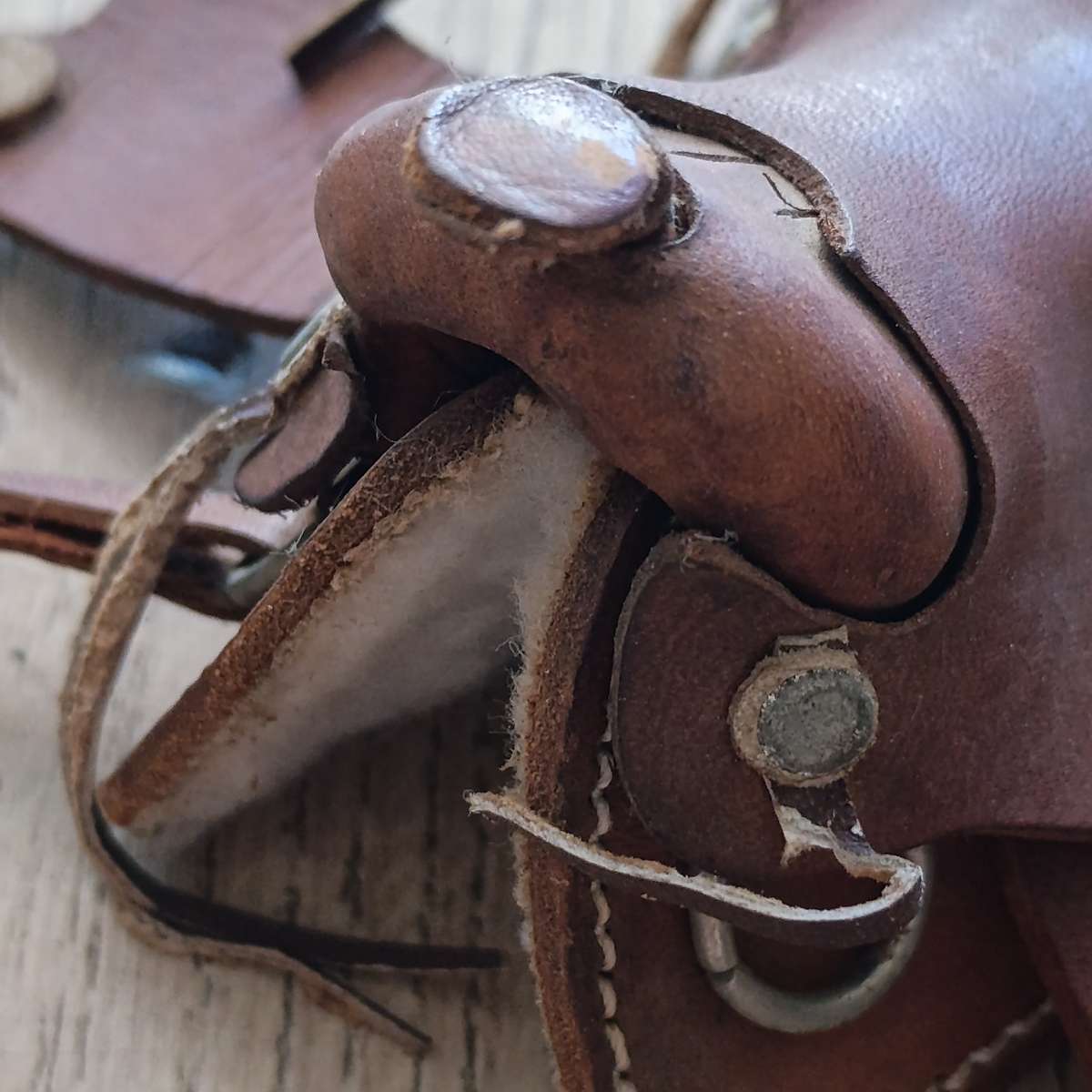 Miniature leather horse saddle