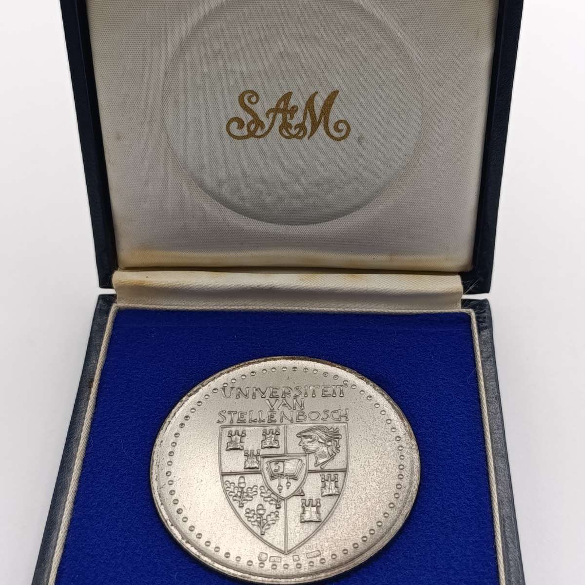 Large sterling silver University of Stellenbosch 1966 - 100 years Hoër onderwys medallion