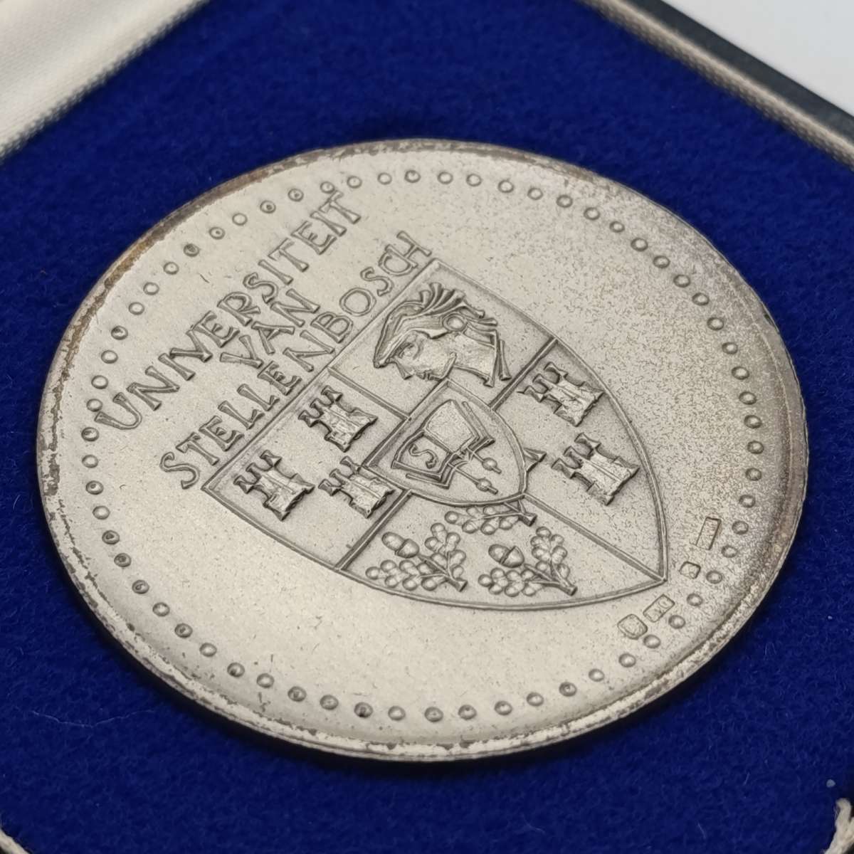 Large sterling silver University of Stellenbosch 1966 - 100 years Hoër onderwys medallion