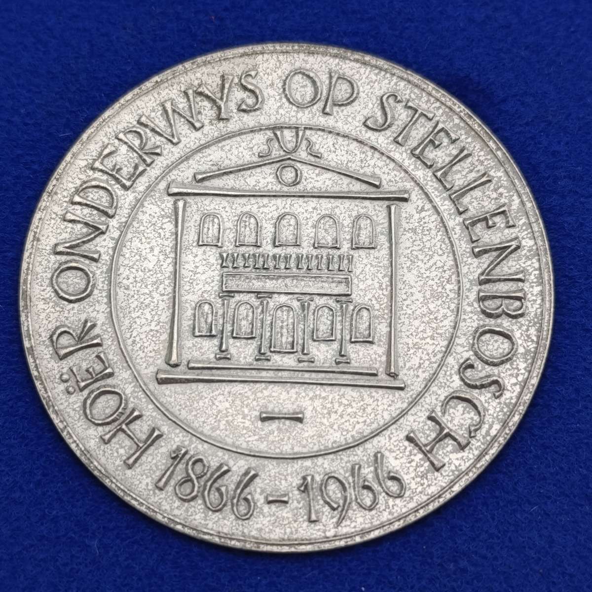 Large sterling silver University of Stellenbosch 1966 - 100 years Hoër onderwys medallion