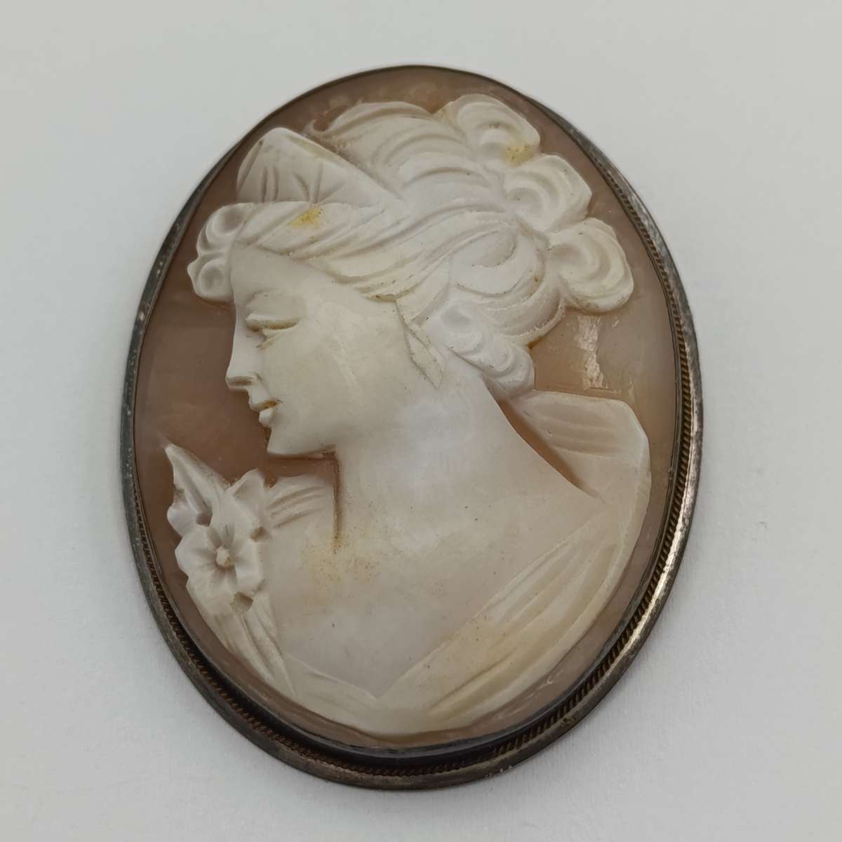 Large sterling silver cameo pendant/brooch 53mm high