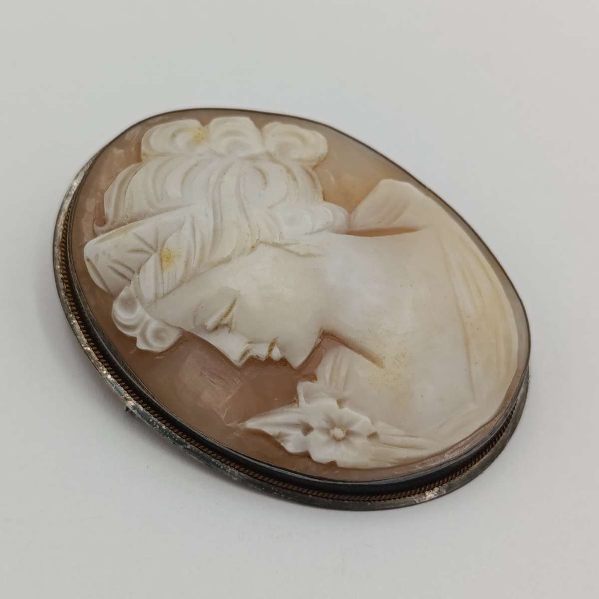 Large sterling silver cameo pendant/brooch 53mm high